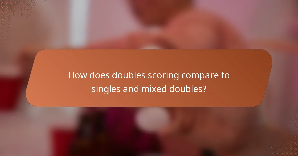 How does doubles scoring compare to singles and mixed doubles?