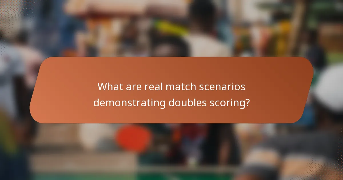What are real match scenarios demonstrating doubles scoring?